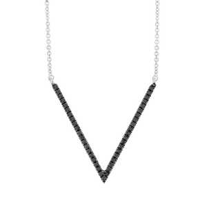 Collier en or blanc 14 carats avec diamant noir de 0,12 ct - Product Image 1