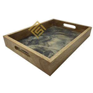 Plateau décoratif en bois artistique de haute qualité vente chaude pour la saison des vacances décor à la maison cadeau de célébration de fête pour Noël - Product Image 3