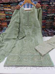 Meilleure vente 2022 femmes 3 pièces en soie cousue Salwar Kameez dernière robe de soirée dernière collection - Product Image 3