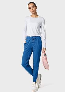 Pantalones de chándal de cintura alta con logotipo personalizado para mujer, pantalones de chándal con bolsillos para entrenamiento de yoga, talla XL, primavera y verano - Product Image 4