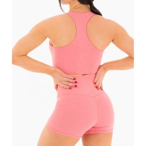 Fitness Gym Workout Sets Mujeres Trajes de 2 piezas Pantalones cortos de Yoga de cintura alta Running Sports Bra Booty Set - Product Image 2