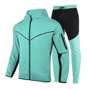 Chándales de algodón con cremallera 100% de Pakistán, nuevos chándales transpirables suaves y cómodos, conjunto de chándales deportivos con cremallera para hombre, chándales lisos - Product Image 1