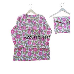 Conjunto de Pijama de Algodón 100% para Mujer, Estampado Floral, Cierre con Cordón en el Cuello, Logotipo Frontal, Temporada de Primavera, Suave y Transpirable - Product Image 2