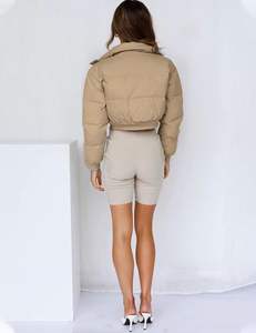 Chaqueta acolchada recortada para mujer, abrigos acolchados de manga larga con burbujas, chaqueta de abrigo hinchada cálida para invierno - Product Image 4