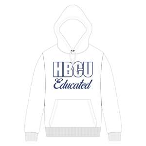 White <b>Men</b> HBCU Educated Pullover <b>Hoodie</b> Royal Blue Chenille and Embroidered Design Greek Life Apparel Custom College Clothing - Product Image 2