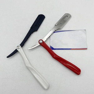 Vente en gros de haute qualité poignée en plastique PVC blanc rasoir de barbier professionnel rasoir droit durable - Product Image 6