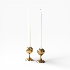 <b>Tall</b> Brass Candle Holder Set With Slim Stem And Wide Round Base For Elegant Dining <b>Table</b> And Luxury Home Decor - Product Image 2