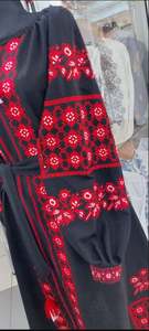 Vestidos ucranianos de diseñador de alta moda para mujer, ropa de fiesta de manga larga bordada, vestido bordado hecho a mano hasta el suelo - Product Image 4