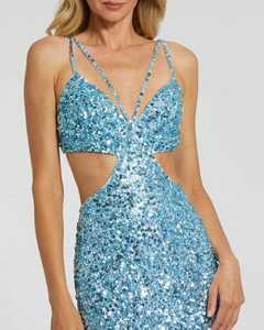 Moda sin mangas Noble gasa ELEGANTE A-Line vestidos de noche cuello en V completo sólido antiestático Maxi longitud bordado - Product Image 4