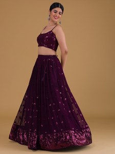 Tela Lehenga étnica morada de primera calidad al por mayor, estilo tradicional para fiestas de todo el año, gran valor para compradores a granel - Product Image 3