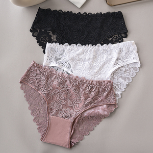 3pcs Luxury Floral Embroidery Lace <b>Panties</b> Set Breathable 3D Sexy Hollow Briefs for Women - Product Image 2