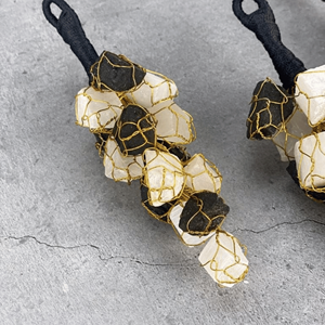 Selenite and Black Tourmaline Hanging Ornament Protection Crystal Door Hanger Car Rearview Mirror Charm <b>for</b> Positive Energy - Product Image 3