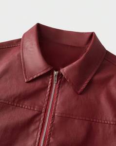 Chaqueta de Motero de Cuero PU Impermeable para Hombre con Cuello con Cierre, Forro de Poliéster, Personalizable, Ropa Exterior Casual de Invierno - Product Image 2