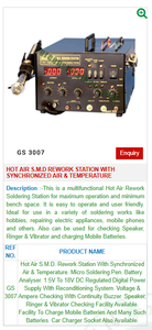 Estación de retrabajo Hot Air S.M.D con aire sincronizado y temperatura GS 3007 Herramientas de joyería para joyeros - Product Image 2