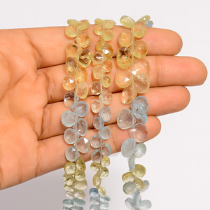 Cuentas de Aguamarina, cuentas facetadas de corazón de Aguamarina múltiple natural, cuentas de piedras preciosas de Aguamarina para hacer joyas, cuentas de piedras preciosas sueltas - Product Image 2