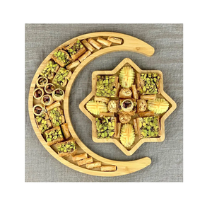 Bandeja Decorativa de Madera con Forma de Luna y Estrella para Mesa, Bandeja para Comida de Ramadán, Bandeja para Servir de Ramadán Kareem en Diferentes Colores Naturales - Product Image 5