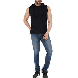 Wholesale <b>Men's</b> <b>Sleeveless</b> Gym Hoodies Plus Size Casual Blank Cotton Sweatshirts Workout Sports Wear with Hood Workout <b>Hoodie</b> - Product Image 4