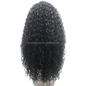 Nouveauté <span class=keywords><strong>Perruque</strong></span> Mi-Haute Mi-Basse <span class=keywords><strong>Synthétique</strong></span> Bandeau Ondulé Kinky Curly 22 Pouces Cheveux Noirs pour Femme sans Colle - Product Image 3