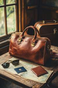 Sac de voyage en cuir de haute qualité pour femmes et hommes, sac de voyage de week-end, grande capacité, sac de voyage vintage - Product Image 4