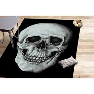 <b>Skull</b> Rug: Black Loft <b>Decor</b>, Modern Gothic Home Accent,With Pile Soft Rug - Product Image 1
