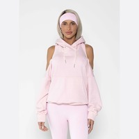 Sudadera con capucha de forro polar para mujer y adolescente, con espalda abierta y hombros descubiertos, transpirable, oversize, personalizable, para otoño e invierno