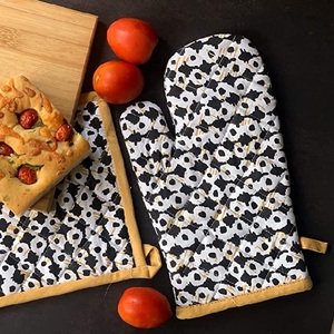 Protecteur de mitaines de cuisine d'hôtel de luxe, motif personnalisé de luxe, coton biologique imperméable certifié GOTS nid de poule - Product Image 3