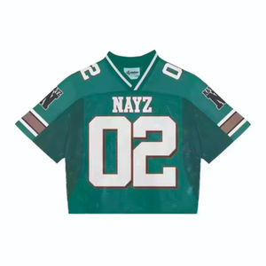 T-shirt de football américain unisexe surdimensionné en jersey maillé imprimé personnalisé, style rétro, coupe carrée, manches courtes, tendance - Product Image 5