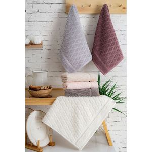 Serviette de toilette Nurpak en coton jacquard entièrement tissé, 50x90 cm, carrée, douce, compressée, lot de 6 pièces pour la maison, la cuisine, l'hôtel, la plage - Product Image 1