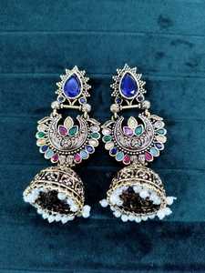 Pendientes de latón Kashmiri tradicionales de alta calidad para mujer, joyería étnica Vintage de herencia india, Ideal para festivales, bodas - Product Image 3
