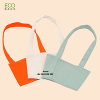 Pochette pour bouteille d'eau en toile de coton simple et tendance, fabriquée directement par le fabricant, couleur et logo personnalisés, pour l'école, les pique-niques