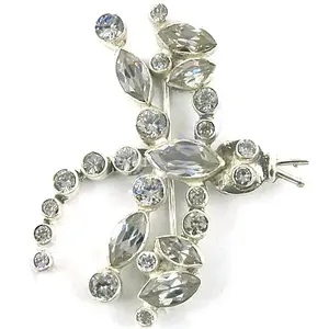 Broche de Libélula Plateada para Mujer, Diseño de Insecto Animal de Moda con Cristal, Diamantes de Imitación, Piedra, Regalo de Joyería Perfecto - Product Image 2