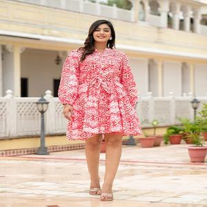 Robe midi en coton à imprimé floral de style romantique haut de gamme, col mandarin, 100% coton, séchage rapide et décontractée, vêtements de plage d'été - Product Image 5