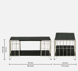 Table d'appoint rectangulaire en marbre noir, table basse de salon à 2 niveaux, grande table d'exposition, fabricant, faible MOQ - Product Image 2