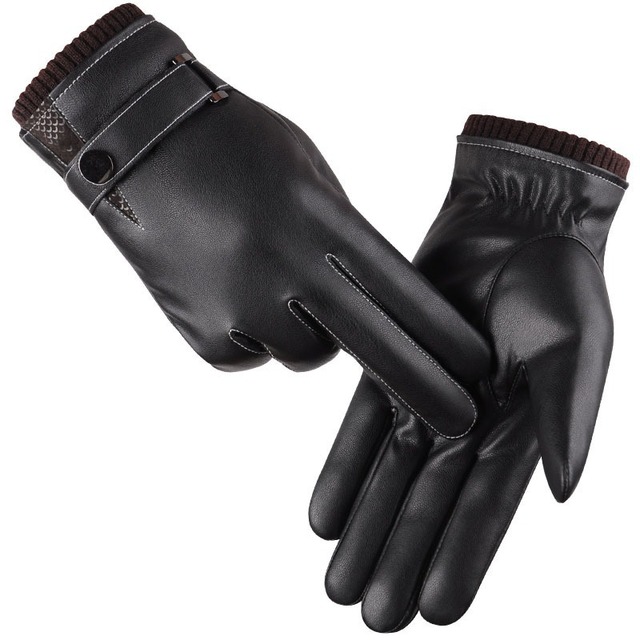 Mens Womens Winter Thermal Breathable Eco-Friendly Leather Touch Screen Fleece Lined Windproof Outdoor Casual Fashion Gloves