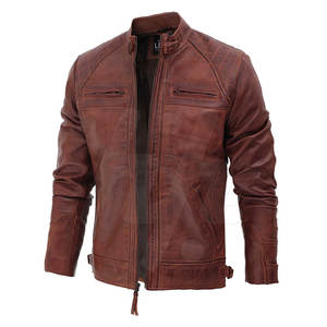 แจ็กเก็ตหนังคุณภาพสูงสำหรับผู้ชายคอตั้งมีซิปรูดขึ้นแฟชั่นผ้าขนสัตว์ระบายอากาศได้ดีบริการ OEM สำหรับฤดูหนาว - Product Image 1
