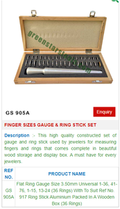 Jauge de taille de doigt et ensemble de bagues (36 pièces) avec boîte en bois – Outil de mesure pour la fabrication de bijoux |   Numéro d'article GS-905A - Product Image 2