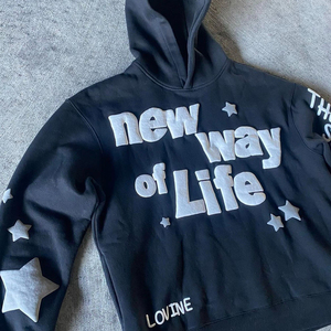 เสื้อฮู้ดดี้แบบซิปครึ่งตัวทรงสลิมฟิตสำหรับผู้ชาย ผ้าคอตตอน/โพลีเอสเตอร์เนื้อหนา คุณภาพสูง สำหรับฤดูหนาว ผลิตตามสั่งจากโรงงานผลิตเสื้อผ้า ลวดลายแบบย้อมสีเอซิด 3 มิติ - Product Image 4