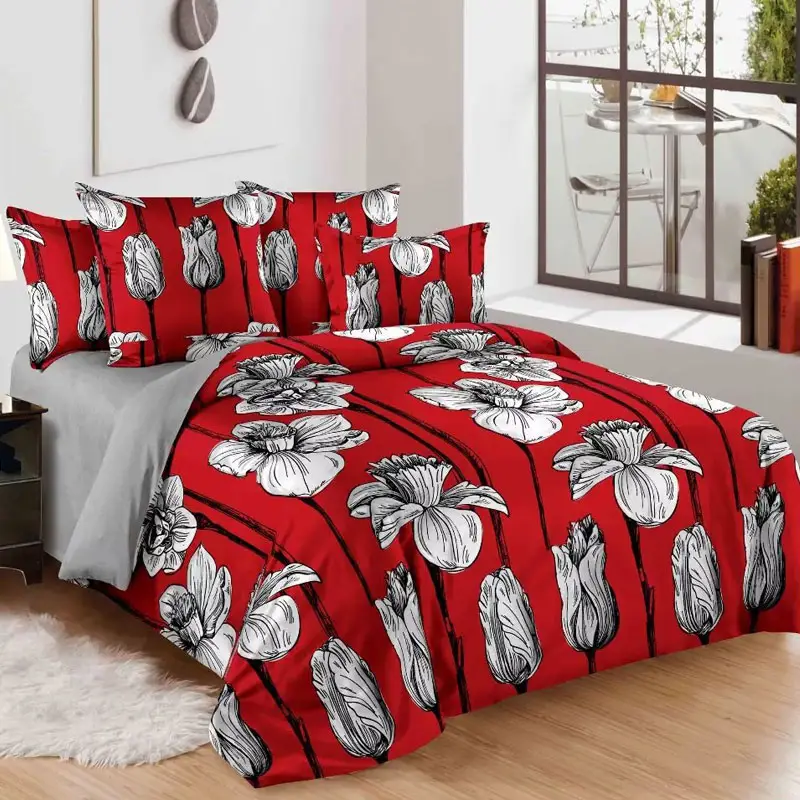 Custom Printed 3D Floral Bedding Set Microfiber King Queen Size Home Bed Sheet and Duvet Cover