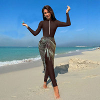 Maillot de bain musulman avec protection solaire, robe longue amovible, coupe ajustée, burkini islamique pour femmes