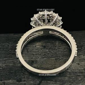 Bague de fiançailles double halo en or massif 14K, 1 ct de diamants naturels, bague en diamant solitaire de 1 ct de taille ronde - Product Image 3