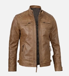 Chaqueta de cuero informal paquistaní para hombre con tela de lona OEM diseño de motocicleta cinturón lateral al por mayor - Product Image 3