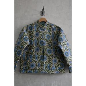 100% Cotton Handmade Woven <b>Reversible</b> <b>Jacket</b> Floral Block Print Long Sleeve Button-Up Women Winter Wear - Product Image 2