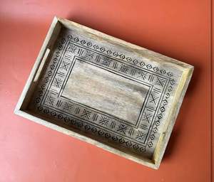 ถาดไม้สักทำด้วยมือเป็นมิตรกับสิ่งแวดล้อมถาดไม้ธรรมชาติสำหรับโต๊ะกาแฟสำหรับบาร์และร้านอาหารถาดไม้สัก - Product Image 2