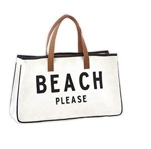 Sac fourre-tout en toile de coton surdimensionné à la mode indienne, logo imprimé personnalisé, sac de shopping avec poignée en cuir - Product Image 1