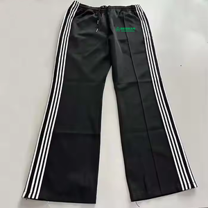 Custom Logo Curved Striped Wide Leg Breathable Quick Dry Sweatpants 100% Cotton Canvas 400GSM Straight Stacked Loose Men's Pants - Product Image 1