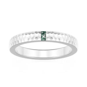 Jeulia Hammered Rectangular <b>Moss</b> <b>Agate</b> Men's Wedding Band in Rose Gold - Product Image 3