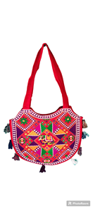 Ethnic Patchwork 100% Cotton Tote Bag with <b>Mirror</b> Work and Hand Embroidered Elephant Motifs Conifer Brand Daily Use - Product Image 5