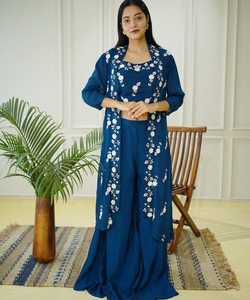 Nouveaux ensembles élégants en coton Anarkalikurta pour femmes filles vêtements indiens pakistanais haut bas Dupatta - Product Image 5