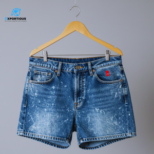 <b>Men</b> Acid Wash Denim Shorts Vintage Style Custom Streetwear Denim Shorts 280 GSM - Product Image 1