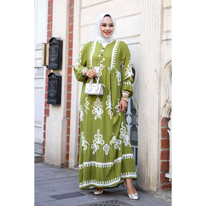 Irina Viscosa Vestido Modesto Aceite Verde - Product Image 4